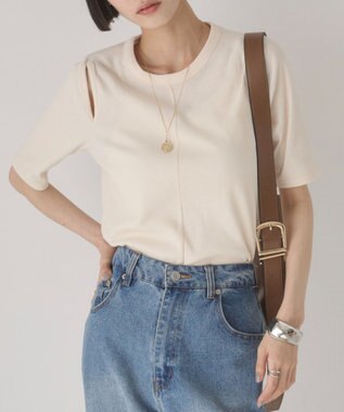WEGO 【ANGIE VINTAGE】カットアウトリブトップス ホワイトアイボリー