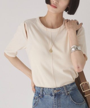 WEGO 【ANGIE VINTAGE】カットアウトリブトップス ホワイトアイボリー