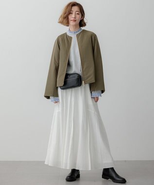 23区 S 【洗える】クリアコットンテリー ストライプフリル スウェット ライトグレー系