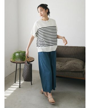 CRAFT STANDARD BOUTIQUE 【洗える】チューリップスリーブプルオーバー Border Ivory