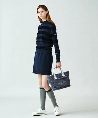 23区GOLF ウォッシャブルで気軽に着られる【WOMEN】モールボーダー ニットスカート ネイビー系1