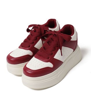 WEGO ボリュームレースアップ厚底スニーカー レッド