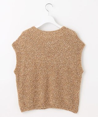 自由区 L 【カタログ掲載】ラメファンシーツイードニット ベスト キャメル系