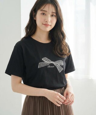 【洗える】リボン刺繍 Tシャツ