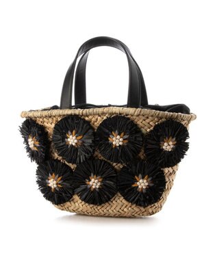 UNBILLION カシュカシュ cachecache / ラフィアフラワー付カゴバッグ ブラック