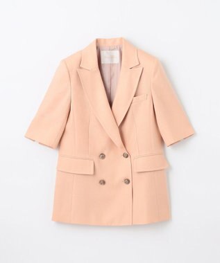 GRACE CONTINENTAL リネンタッチハーフスリーブジャケット ピンク