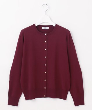 J.PRESS LADIES 【洗える】レーヨンエリートストレッチ クルーネック カーディガン ワイン系