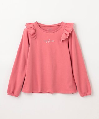 ANY KIDS 肩レース長袖Tシャツ ピンク