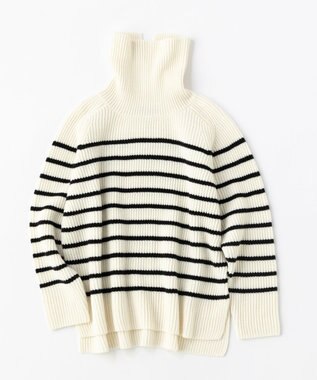 UNFILO あぜ編みオフタートルニット ボーダー