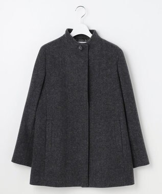J.PRESS LADIES ショートビーバー ミディ丈 スタンドカラー コート チャコール系