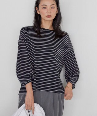 AMERICAN HOLIC 接触冷感7分袖タックスリーブカットプルオーバー Border