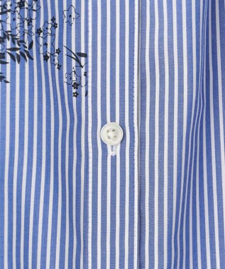 J.PRESS LADIES 【一枚で着映え】ストライプ×フラワープリント ブラウス ネイビーストライプ系