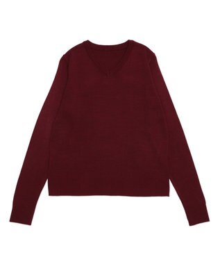 WEGO 【WEB限定/2025年秋冬新作/洗濯OK/毛玉レス/MLXLサイズ展開/オフィス/カジュアル】ベーシックニットセーター ワイン