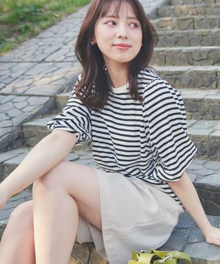 Feroux 【UVケア】バックリボンボリュームスリーブ Tシャツ ホワイト系1