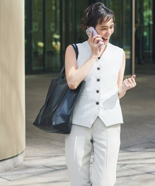 23区 S 【セットアップ対応/洗える】ドライツイル テーパードパンツ ベージュ系