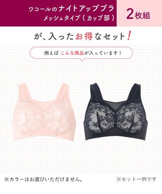 WACOAL 【ナイトアップブラ2枚組】 メッシュタイプ ノンワイヤー レース ナイトブラ レディース BRA001 /ワコール ホワイト