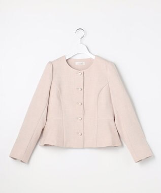 Feroux 【先行予約】パール釦ペプラムジャケット×スカート セットアップ ピンク系