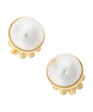 Green Parks ・ＨＡＬＦ　ＴＩＭＥ　リバーシブル花パールイヤリング Yellow