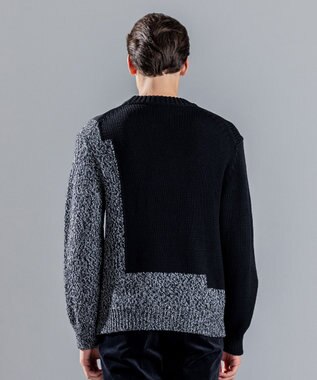 JOSEPH HOMME メリノコントラスト　ローゲージニット　 ブラック系5