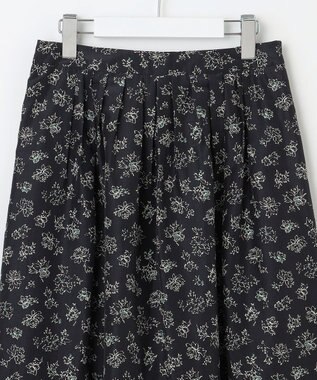 J.PRESS LADIES L 【WEB限定・洗える】ラインフラワープリント タック スカート ネイビー系