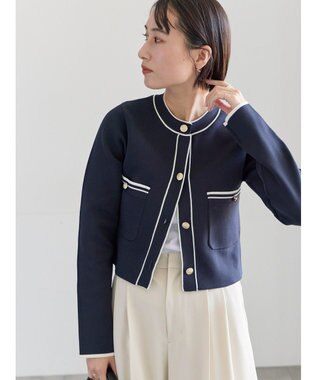 Te chichi ミラノリブ配色ラインカーディガン