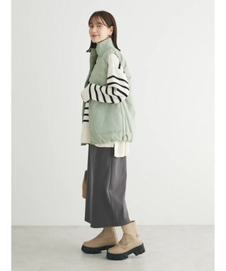 Green Parks 中わたスタンドカラーベスト Olive