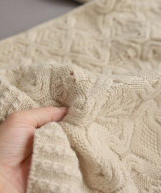 muuc 〈上質なシェットランドウール＆カシミヤ〉〈5種類の模様編み〉パッチワーク柄ケーブル模様編みセーター ベージュ