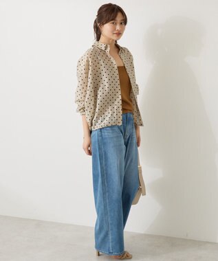 AMERICAN HOLIC 【WEB限定】ドットドロストシャツ Pink Beige