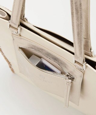 TOPKAPI 【TREASURE TOPKAPI】フェイクレザー ポーチ付き パラコード かがりトートバッグ オフ