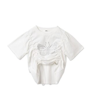 WEGO バタフライドロストラインストーンT ホワイト