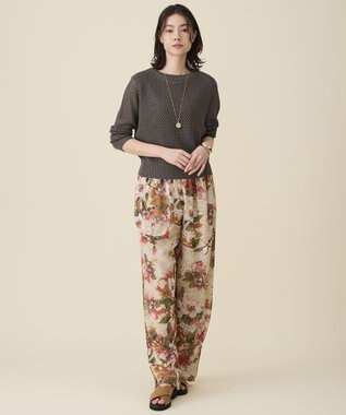 自由区 S 【SHIHOさん着用】リネンミドルゲージメッシュ ニット ブラウンラメ