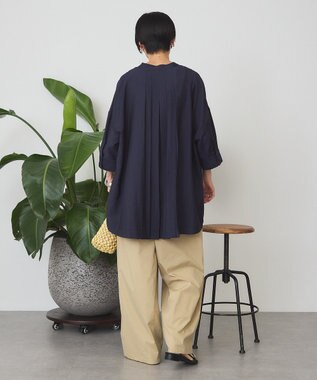 AMERICAN HOLIC 【WEB限定】接触冷感バンドカラーシャツチュニック Navy
