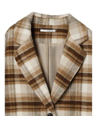 Green Parks ・ＥＬＥＮＣＡＲＥ　ＤＵＥ　シャギーチェックミドルコート Beige
