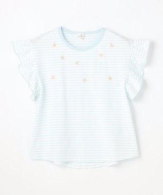 組曲 KIDS 【150-160㎝】 フルーティーボーダーTシャツ サックスブルー