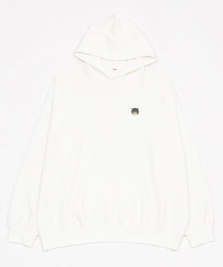 WEGO 【ユニセックス着用ITEM/SMLサイズ展開/裏起毛】ワンポイント刺繍プルパーカー ホワイト