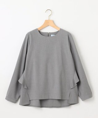 組曲 【KUMIKYOKU NAVY】ウーステッドライククロス フリルブラウス ミディアムグレー系