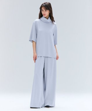 BEIGE， 【洗える】LLOYD / ハンマーサテンイージーワイドパンツ Dull Blue