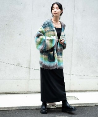 WEGO マルチボーダーブラッシュニットカーデ 柄2