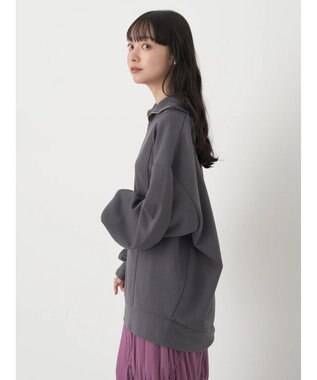 earth music&ecology スタンドｚｉｐダンボールチュニック Dark Gray