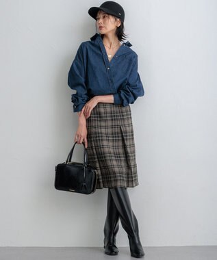 23区 L 【洗える】ライトダンガリー 2WAY シャツ ネイビー系