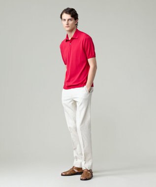 J.PRESS MEN 機能×縫製₌快適な着心地 「高見え」ニットポロ【接触冷感 / 洗える】ホールガーメントニット ポロシャツ レッド系