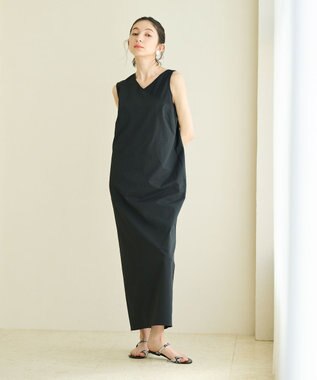 #Newans モダンバイカラーワンピース ブラック×ブラック