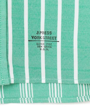 J.PRESS YORK STREET 【UNISEX】クレイジーストライプ バンドカラーシャツ グリーン系7