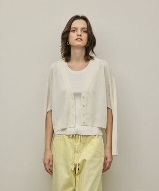 GRACE CONTINENTAL スリーブスリットニットカーディガン ホワイト