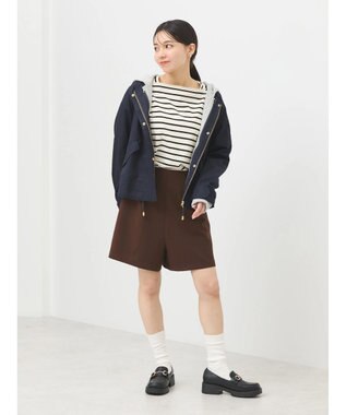 earth music&ecology パーカー付きミリタリーブルゾン Navy