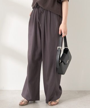 AMERICAN HOLIC 【接触冷感】リネンブレンドタックワイドパンツ Charcoal Gray