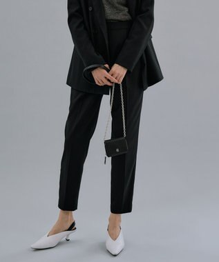 ICB 【新色追加・洗える】 ウールマットウース テーパードパンツ ブラック系