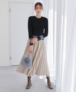 Tiaclasse 【新色追加】スエードポンチプリーツスカート アイボリー