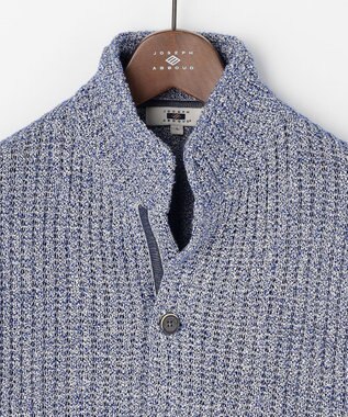 JOSEPH ABBOUD 【エコ素材和紙使用・日本素材】和紙杢メッシュクルーネック ニットジャケット ダルブルー系