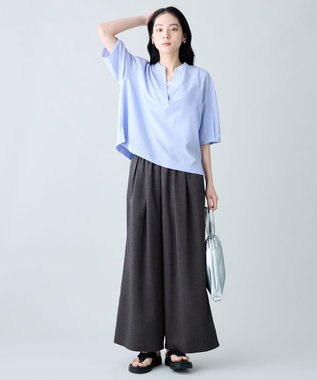 ANY 楽映えスキッパーブラウス ライトブルー